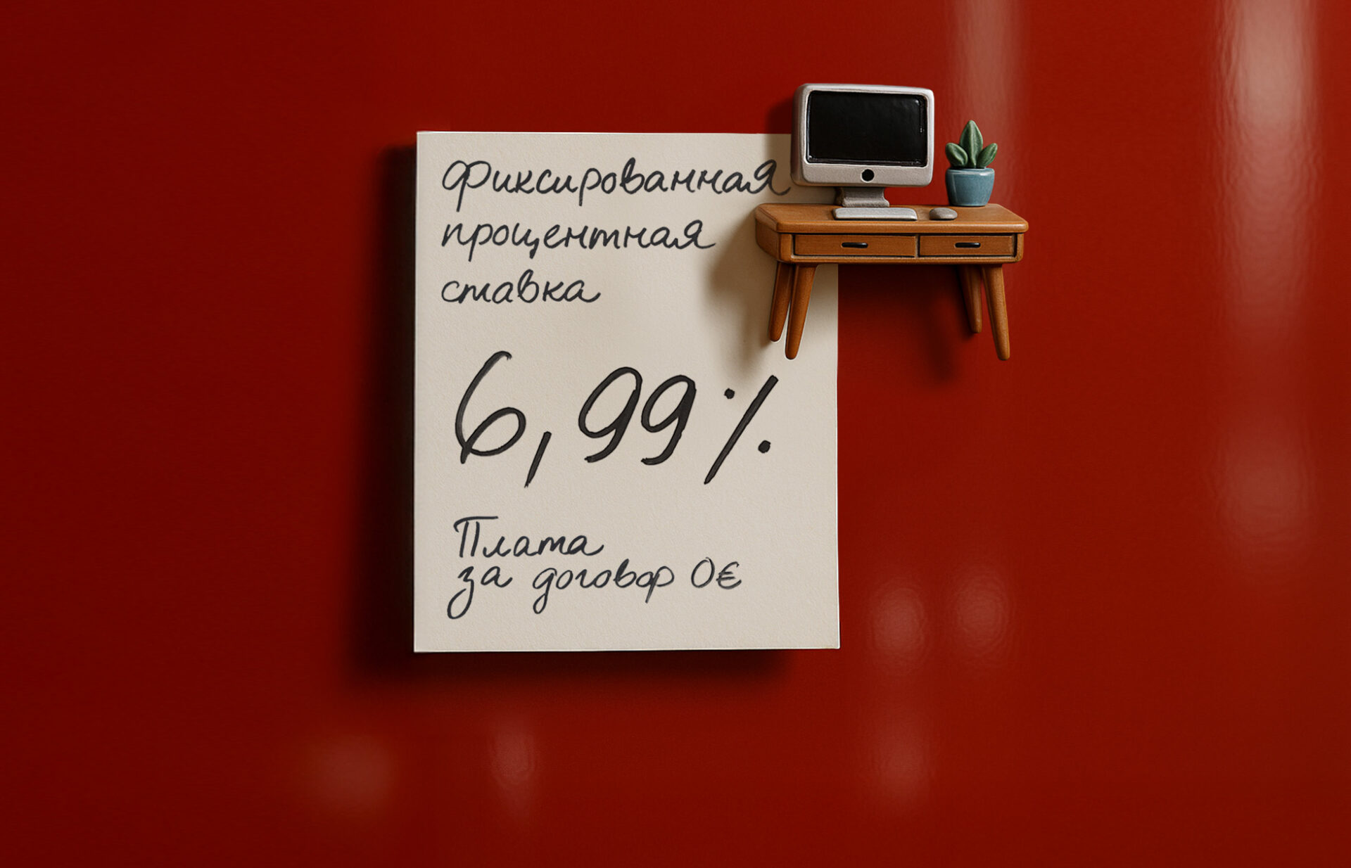 Фиксированная процентная ставка по малому кредиту — 6,99%, плата за договор — 0 €. Период акции: 25–31 августа 2025 года.